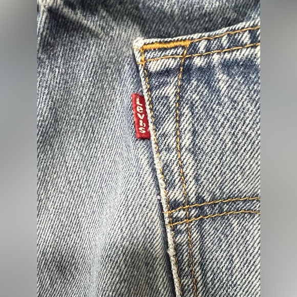 Levi's 501 Light Blue Distressed Straight Leg Denim Jeans Classic - Picture 13 of 13